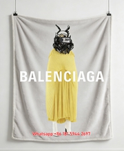 Balenciaga Yellow Pleated Flannel Throw Blanket for Sofa & Wall Decor BA301